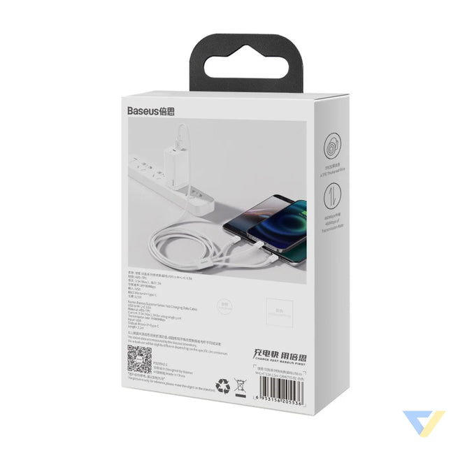 USB cable 3in1 Baseus Superior Series USB to micro USB / USB C / Lightning 3.5A 1.5m (white) Combo Cables