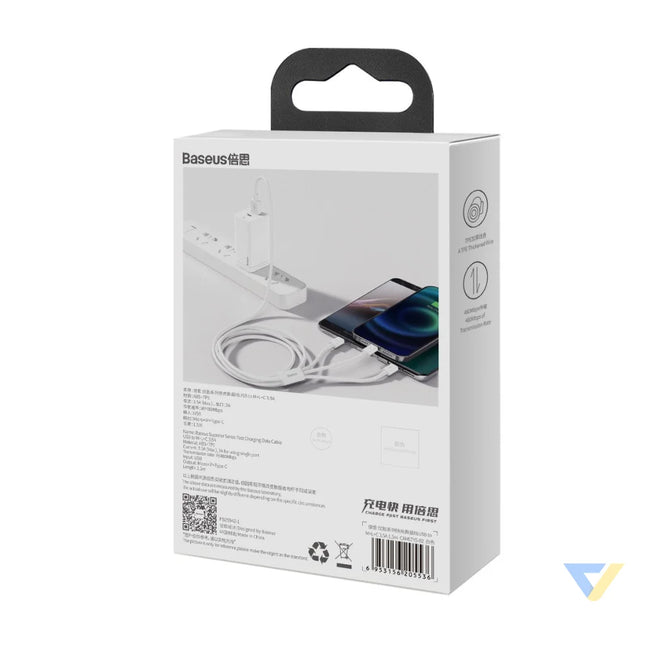 USB cable 3in1 Baseus Superior Series USB to micro USB / USB C / Lightning 3.5A 1.5m (white) Combo Cables