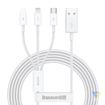 USB cable 3in1 Baseus Superior Series USB to micro USB / USB C / Lightning 3.5A 1.5m (white) Combo Cables