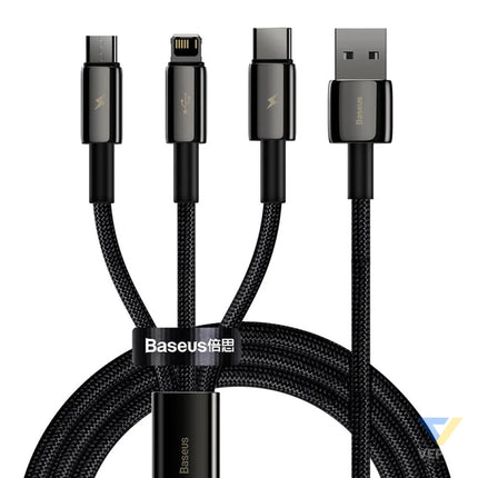 USB cable 3in1 Baseus Tungsten Gold USB to micro USB / USB C / Lightning 3.5A 1.5m (black) Combo Cables