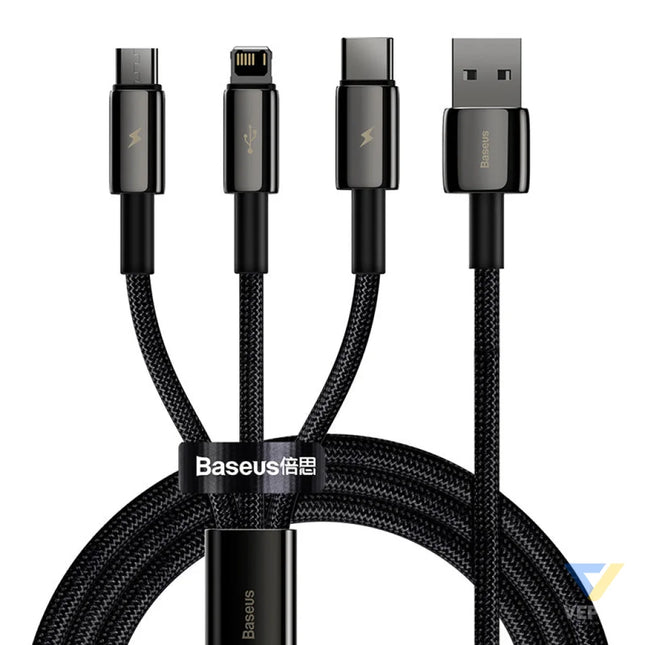 USB cable 3in1 Baseus Tungsten Gold USB to micro USB / USB C / Lightning 3.5A 1.5m (black) Combo Cables