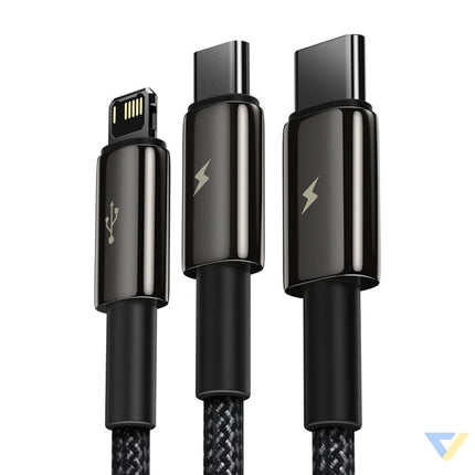 USB cable 3in1 Baseus Tungsten Gold USB to micro USB / USB C / Lightning 3.5A 1.5m (black) Combo Cables
