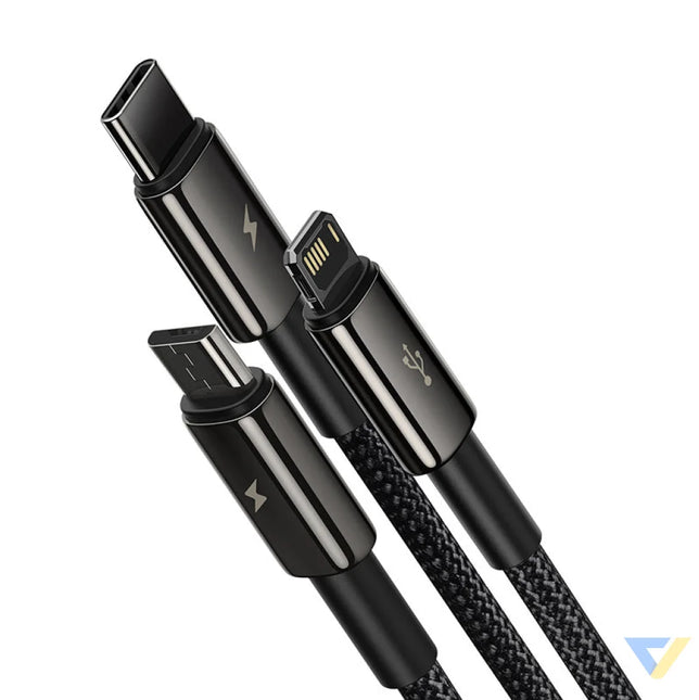 USB cable 3in1 Baseus Tungsten Gold USB to micro USB / USB C / Lightning 3.5A 1.5m (black) Combo Cables