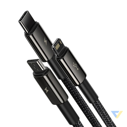 USB cable 3in1 Baseus Tungsten Gold USB to micro USB / USB C / Lightning 3.5A 1.5m (black) Combo Cables