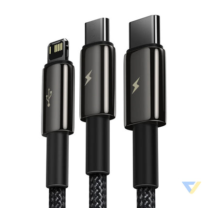 USB cable 3in1 Baseus Tungsten Gold USB to micro USB / USB C / Lightning 3.5A 1.5m (black) Combo Cables