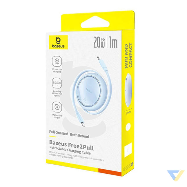 USB Cable Baseus Free2Pull USB C to iP 20W 1m (blue) USB to Lightning