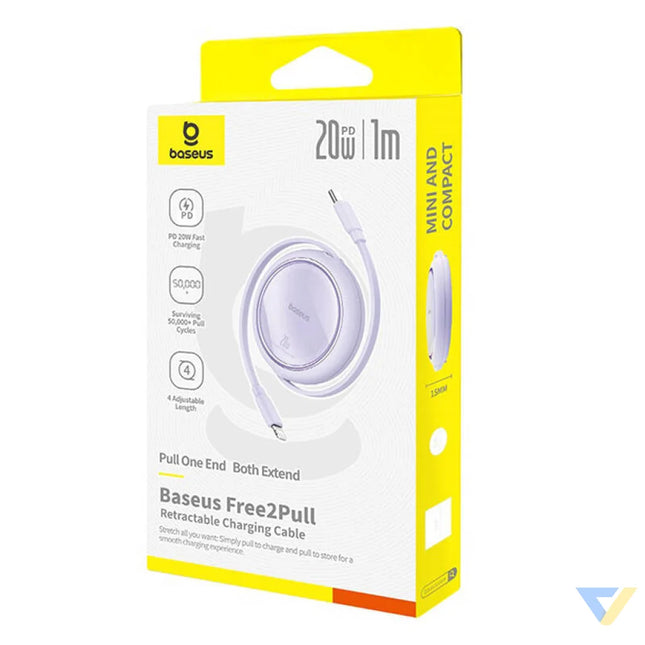 USB Cable Baseus Free2Pull USB C to iP 20W 1m (purple) USB C to Lightning