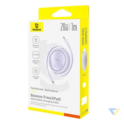 USB Cable Baseus Free2Pull USB C to iP 20W 1m (purple) USB C to Lightning
