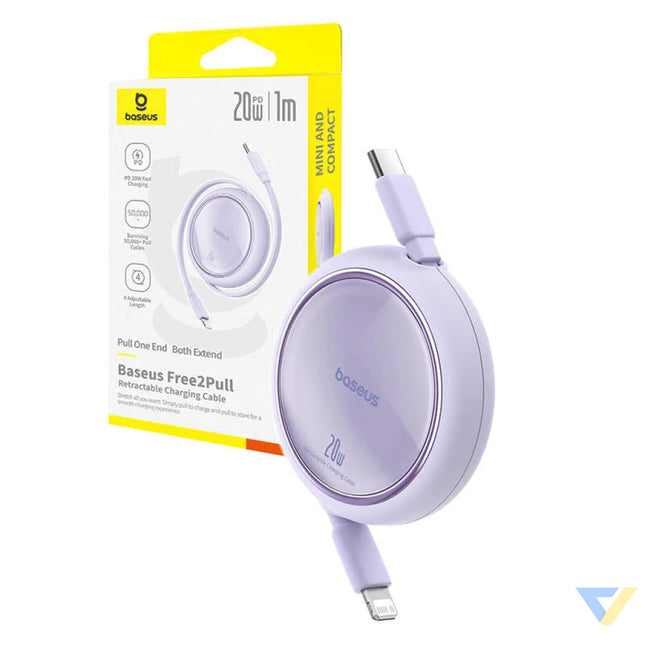 USB Cable Baseus Free2Pull USB C to iP 20W 1m (purple) USB C to Lightning
