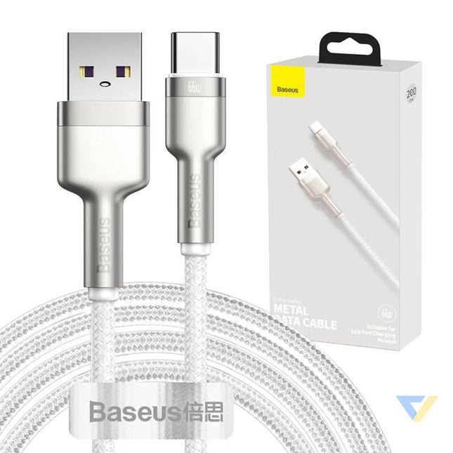 USB cable for USB C Baseus Cafule 66W 2m (white) USB to USB C