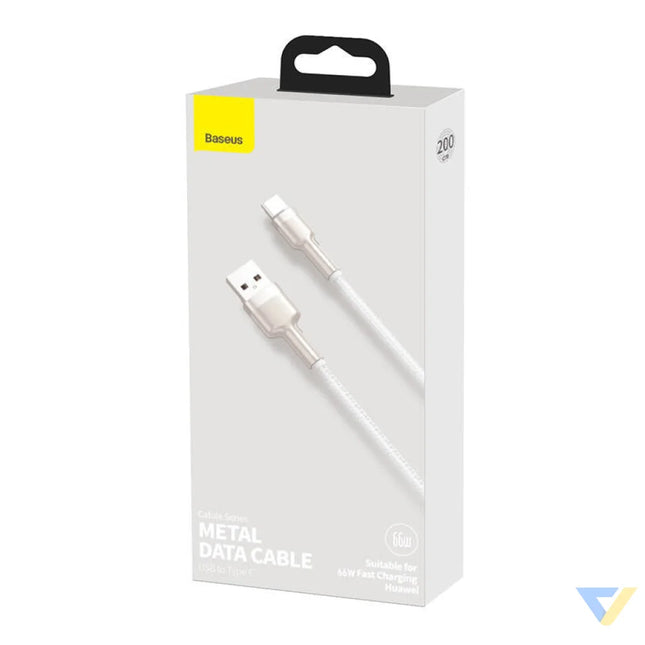 USB cable for USB C Baseus Cafule 66W 2m (white) USB to USB C