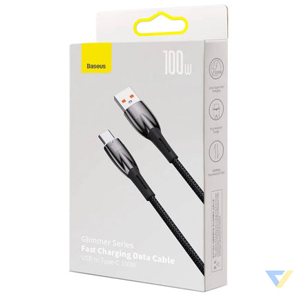 USB cable for USB C Baseus Glimmer Series 100W 1m (Black) USB to USB C