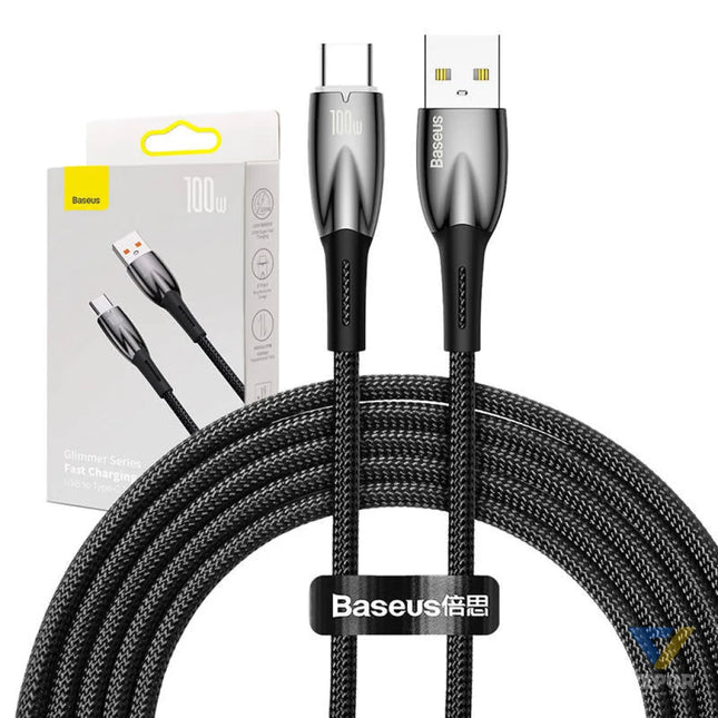 USB cable for USB C Baseus Glimmer Series 100W 2m (Black) USB to USB C