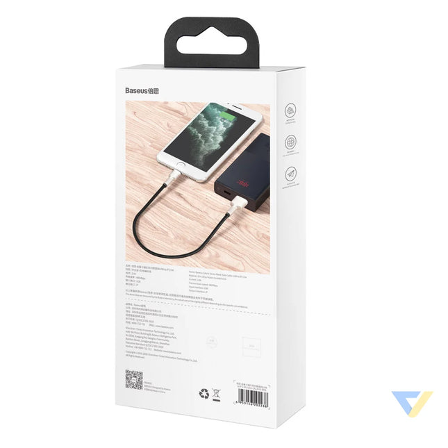 USB cable for Lightning Baseus Cafule 2.4A 0,25m (black) USB to Lightning