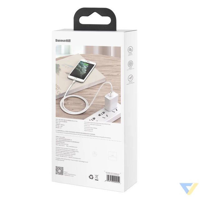 USB cable for Lightning Baseus Cafule 2.4A 1m (white) USB to Lightning