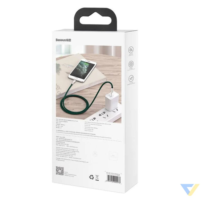 USB cable for Lightning Baseus Cafule 2.4A 2m (green) USB to Lightning