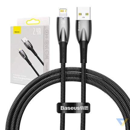 USB cable for Lightning Baseus Glimmer Series 2.4A 1m (Black) USB to Lightning