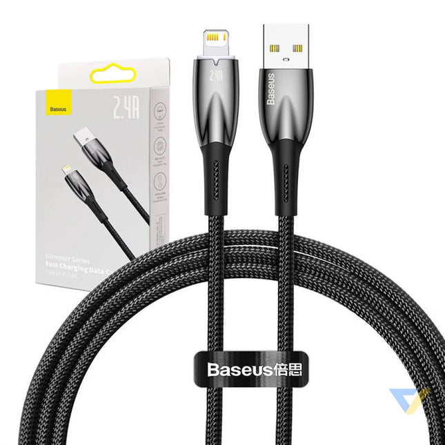 USB cable for Lightning Baseus Glimmer Series 2.4A 1m (Black) USB to Lightning