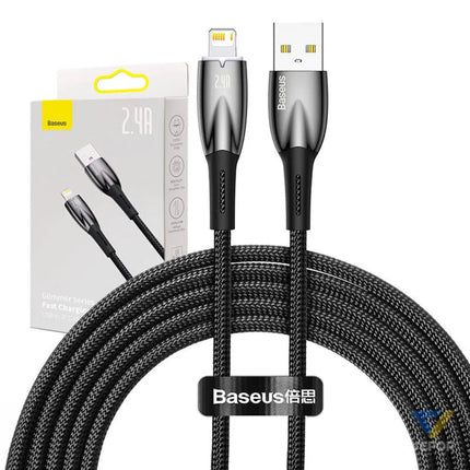 USB cable for Lightning Baseus Glimmer Series 2.4A 2m (Black) USB to Lightning