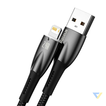 USB cable for Lightning Baseus Glimmer Series 2.4A 2m (Black) USB to Lightning