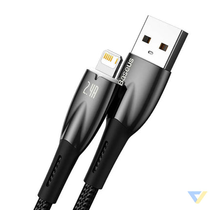 USB cable for Lightning Baseus Glimmer Series 2.4A 2m (Black) USB to Lightning
