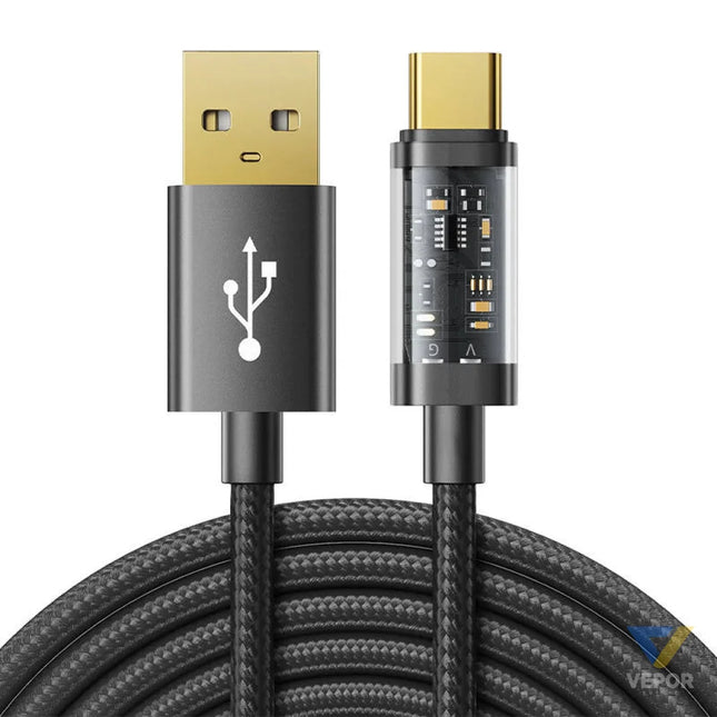 USB to USB C cable Joyroom S UC027A12 3A 1.2m (black) USB to USB C