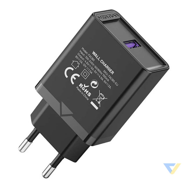 Vention FACB0 EU USB Charger 22.5W (black) mains chargers