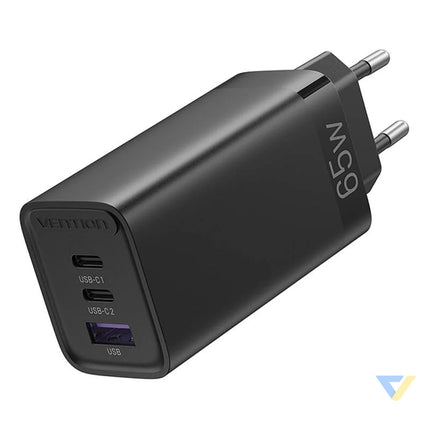 Vention FEDB0 EU 2xUSB C 1xUSB A 65W/30W/30W GaN network charger (black) mains chargers
