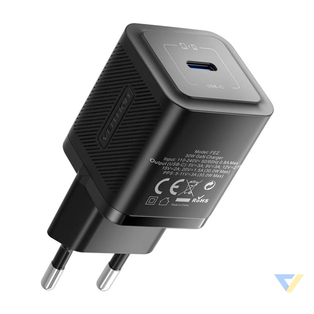 Vention FEZW0 EU USB C GaN power charger (30W) (black) mains chargers