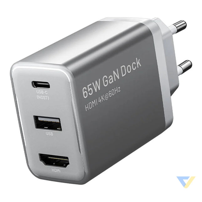 Vention FJAH0 EU USB(C + A) + HDMI GaN mains charger (60W/5W/4K@60Hz) (grey) mains chargers