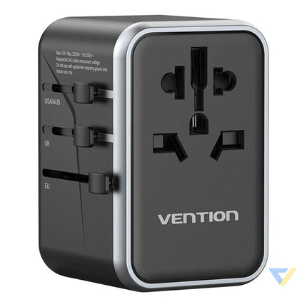 Vention FJFB0 GaN 2xUSB C 2xUSB A Universal Travel Adapter 65W (black) mains chargers