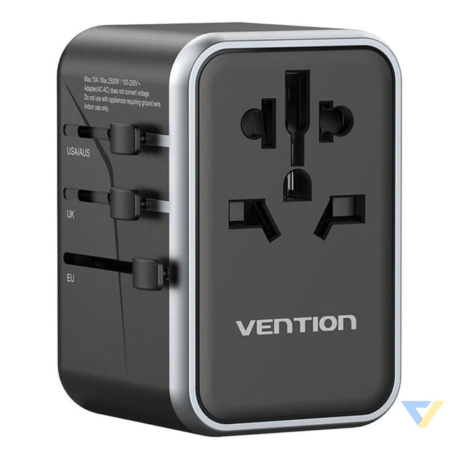 Vention FJFB0 GaN 2xUSB C 2xUSB A Universal Travel Adapter 65W (black) mains chargers