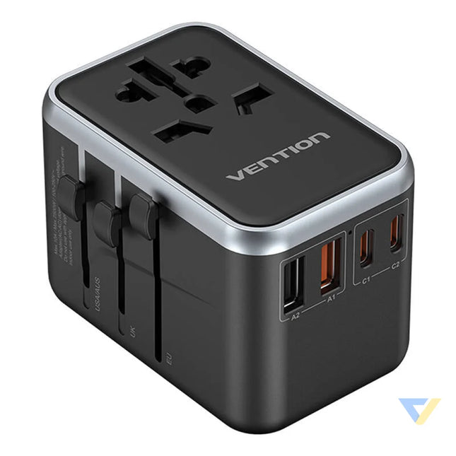 Vention FJFB0 GaN 2xUSB C 2xUSB A Universal Travel Adapter 65W (black) mains chargers