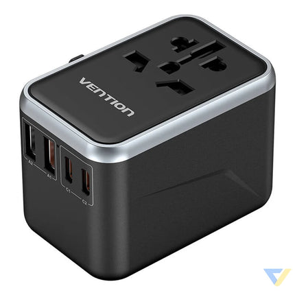 Vention FJFB0 GaN 2xUSB C 2xUSB A Universal Travel Adapter 65W (black) mains chargers