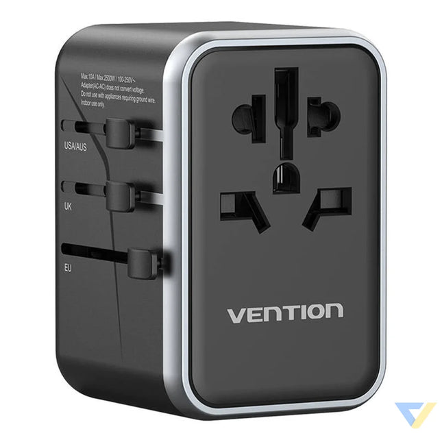 Vention FJFB0 GaN 2xUSB C 2xUSB A Universal Travel Adapter 65W (black) mains chargers
