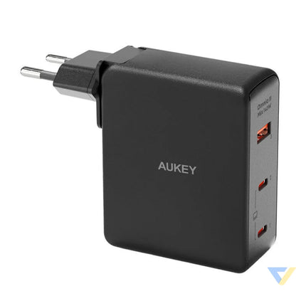 Wall charger Aukey PA B7O 1xUSB A 2xUSB C 140W GaN (black) mains chargers