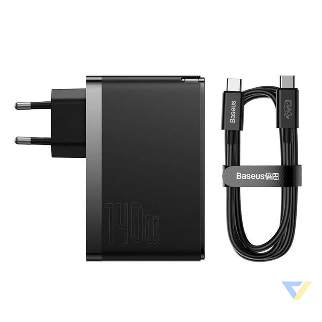 Wall charger Baseus GaN5 Pro 2xUSB C + USB 140W (black) mains chargers