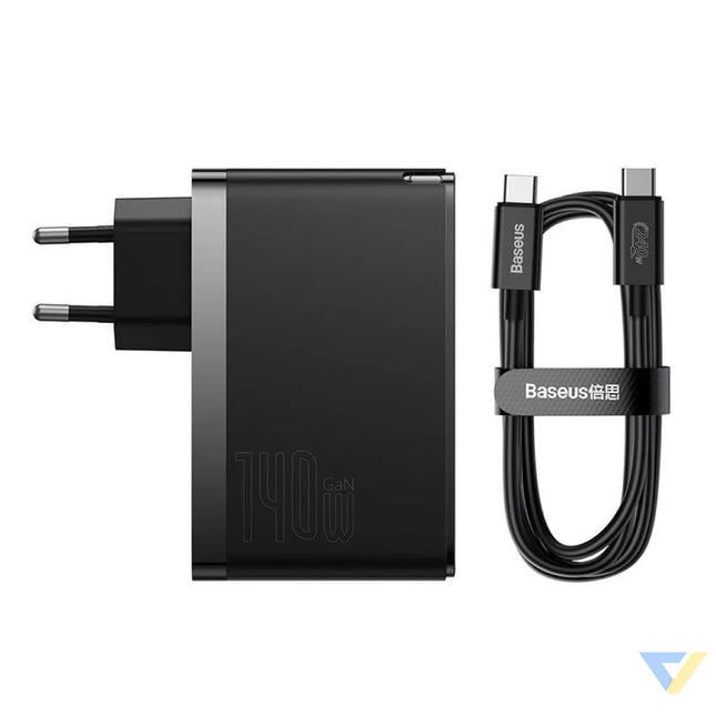 Wall charger Baseus GaN5 Pro 2xUSB C + USB 140W (black) mains chargers