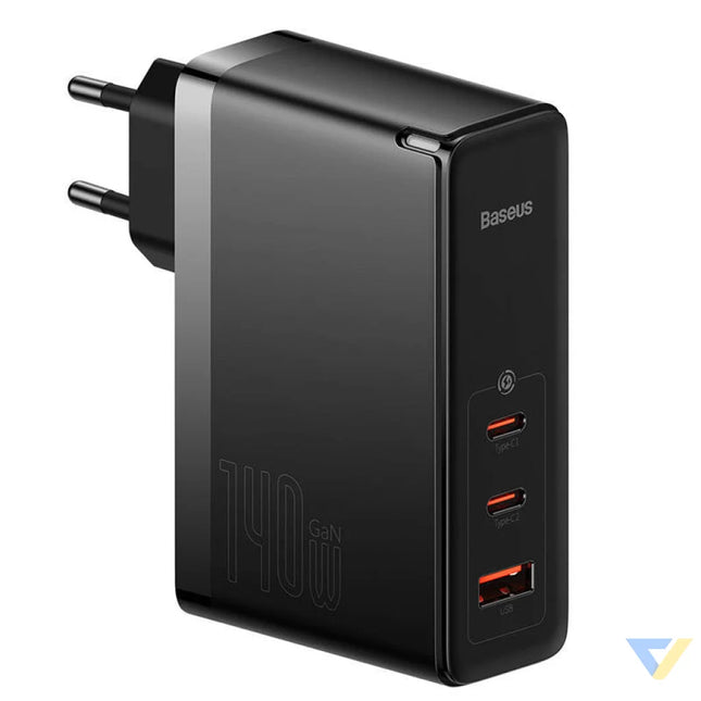 Wall charger Baseus GaN5 Pro 2xUSB C + USB 140W (black) mains chargers