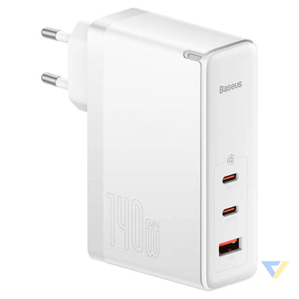 Wall charger Baseus GaN5 Pro 2xUSB C + USB 140W (white) mains chargers