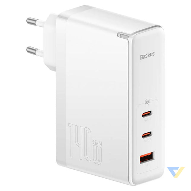 Wall charger Baseus GaN5 Pro 2xUSB C + USB 140W (white) mains chargers