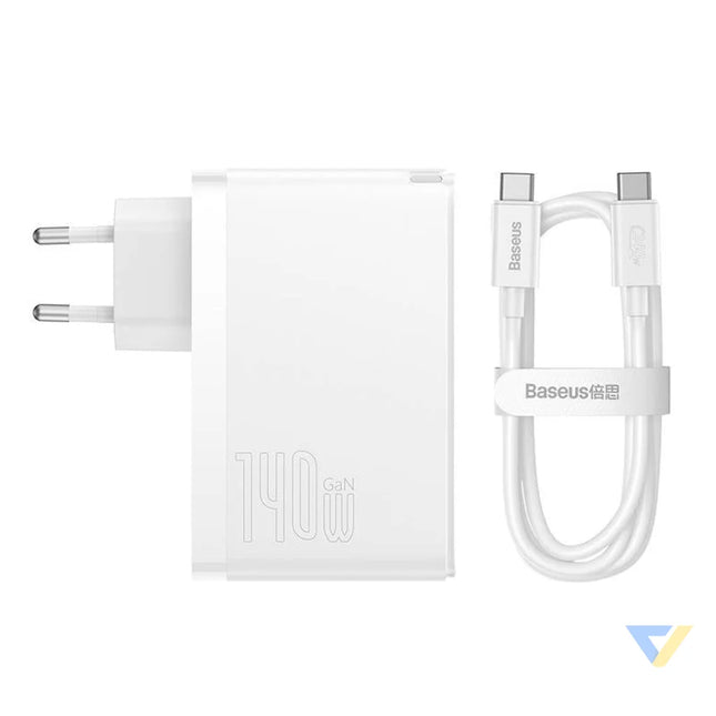 Wall charger Baseus GaN5 Pro 2xUSB C + USB 140W (white) mains chargers