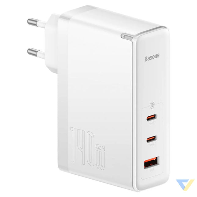 Wall charger Baseus GaN5 Pro 2xUSB C + USB 140W (white) mains chargers