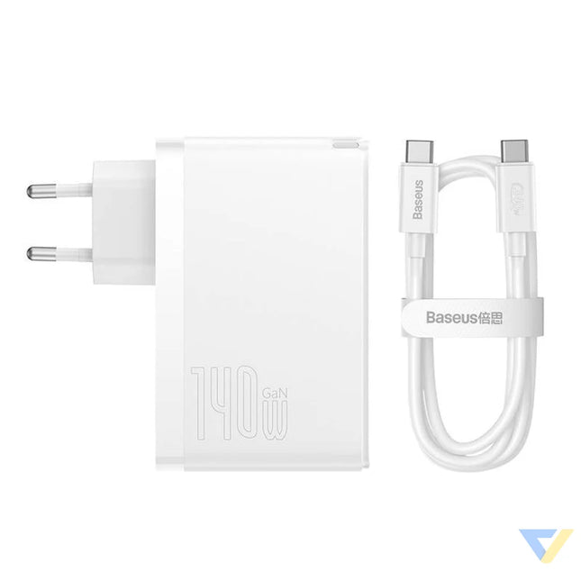 Wall charger Baseus GaN5 Pro 2xUSB C + USB 140W (white) mains chargers