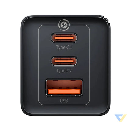 Wall charger Baseus GaN5 Pro 2xUSB C + USB 65W (black) mains chargers