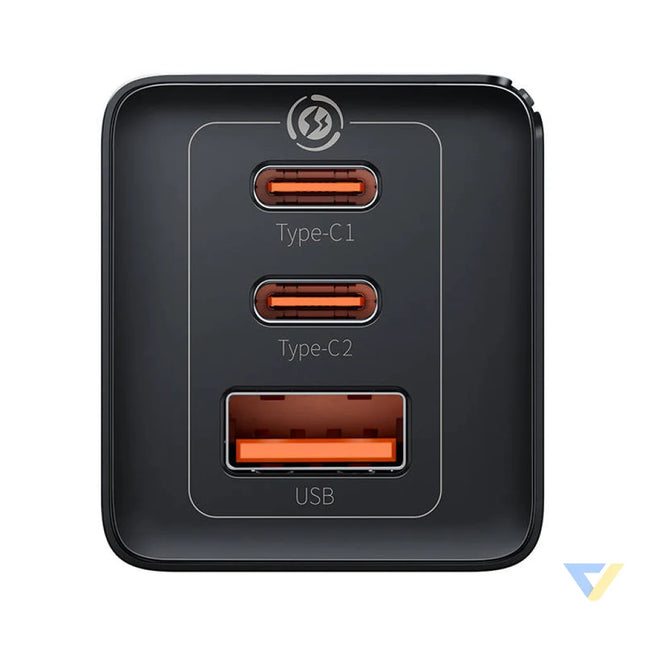 Wall charger Baseus GaN5 Pro 2xUSB C + USB 65W (black) mains chargers