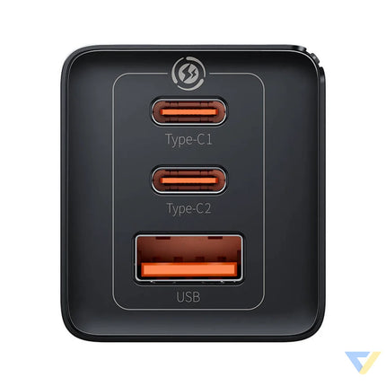 Wall charger Baseus GaN5 Pro 2xUSB C + USB 65W (black) mains chargers