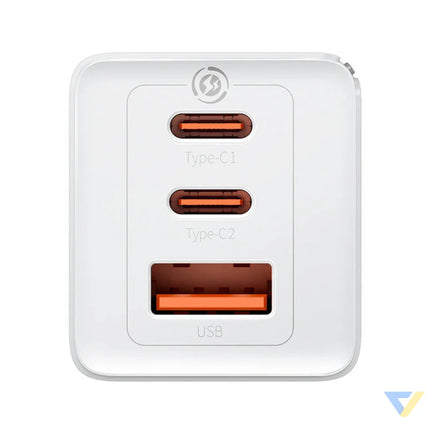 Wall charger Baseus GaN5 Pro 2xUSB C + USB 65W (white) mains chargers
