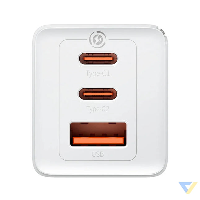 Wall charger Baseus GaN5 Pro 2xUSB C + USB 65W (white) mains chargers