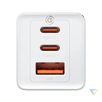Wall charger Baseus GaN5 Pro 2xUSB C + USB 65W (white) mains chargers